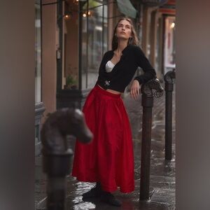 Free People Emilia Red Full Skirt XS